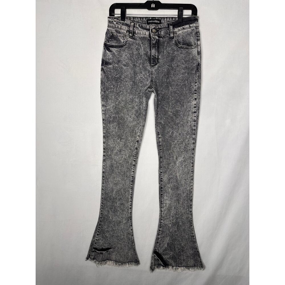 Retrofete Presley Acid Wash Flare Jeans Gray Pants Women's Size 27 x 35